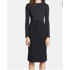 Theyskens’ Theory Black Long Sleeve Crepw Skirt Classic Size 2 Dress